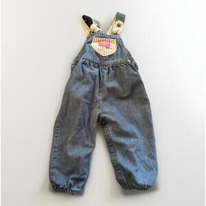 Vintage Osh Kosh B’Gosh Denim Overalls 24M 90s Toddler Striped Pocket Bow USA